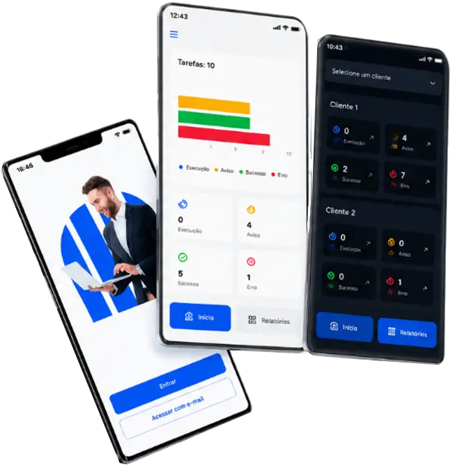 Telas do aplicativo mobile ArtBackup para gerenciamento de backups